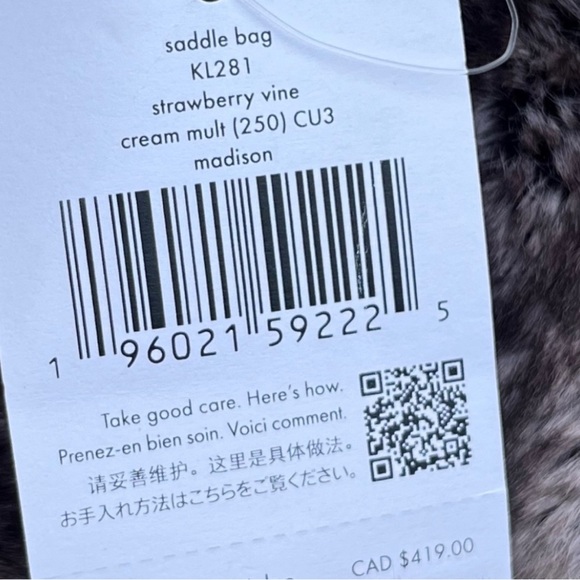 Kate Spade White Strawberry Print Crossbody Madison Bag - Picture 7 of 9